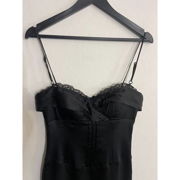 Laundry Design Vintage Y2K Little Black Dress sz 0 XS Babydoll Lace Trim Empire - Picture 5 of 9